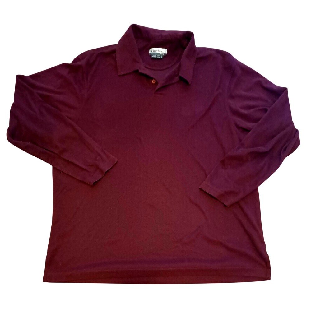 Firethorn Silver Mens XL Long Sleeve Polo Shirt Burgundy Polyester Golf Top